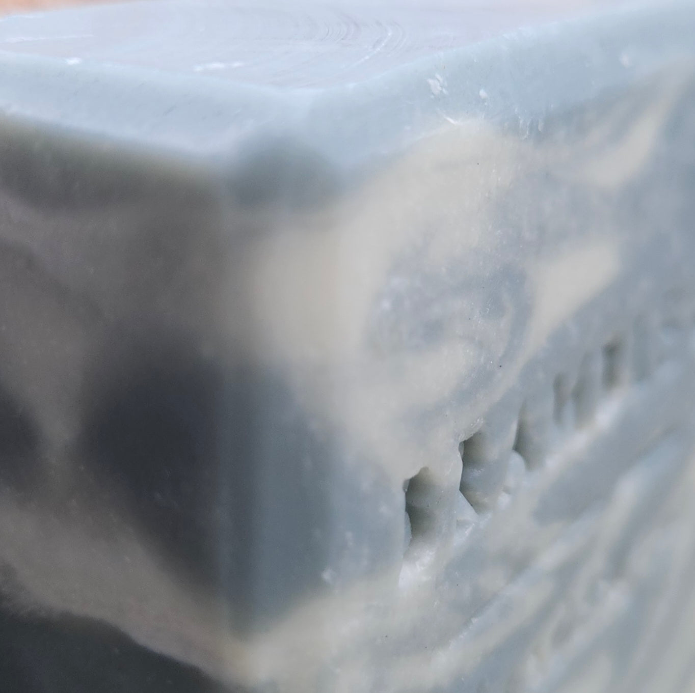A close up image of Northern Fjord Air soap showing texture